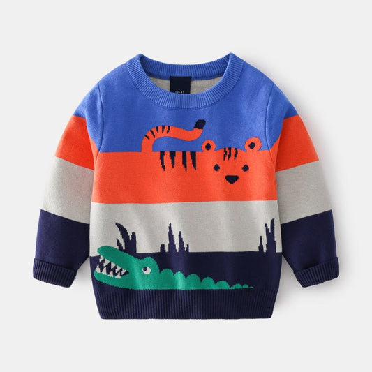 Abstract Cartoon Sweater For Boys - Adorable Attire
