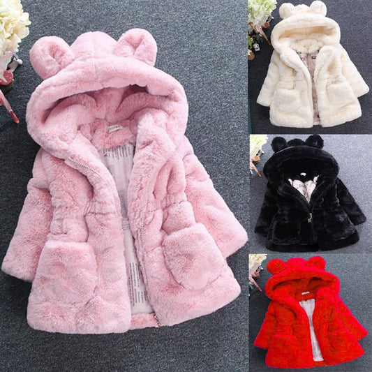 Girl's fur coat for autumn and winter - Adorable Attire