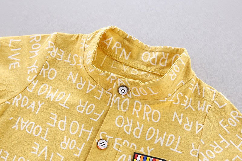 Letter print shirt and shorts set - Adorable Attire