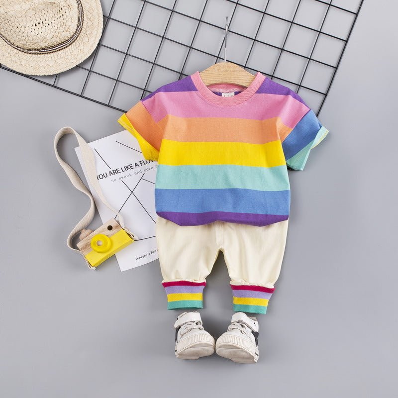 Rainbow colour T-shirt set - Adorable Attire