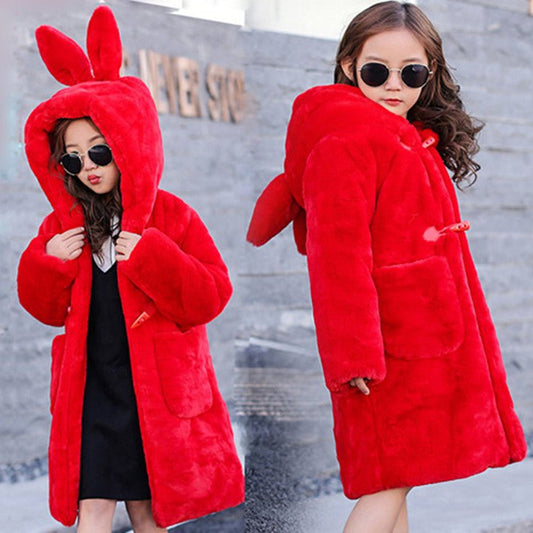Thickened Faux Fur Coat For Big Kids - Adorable Attire