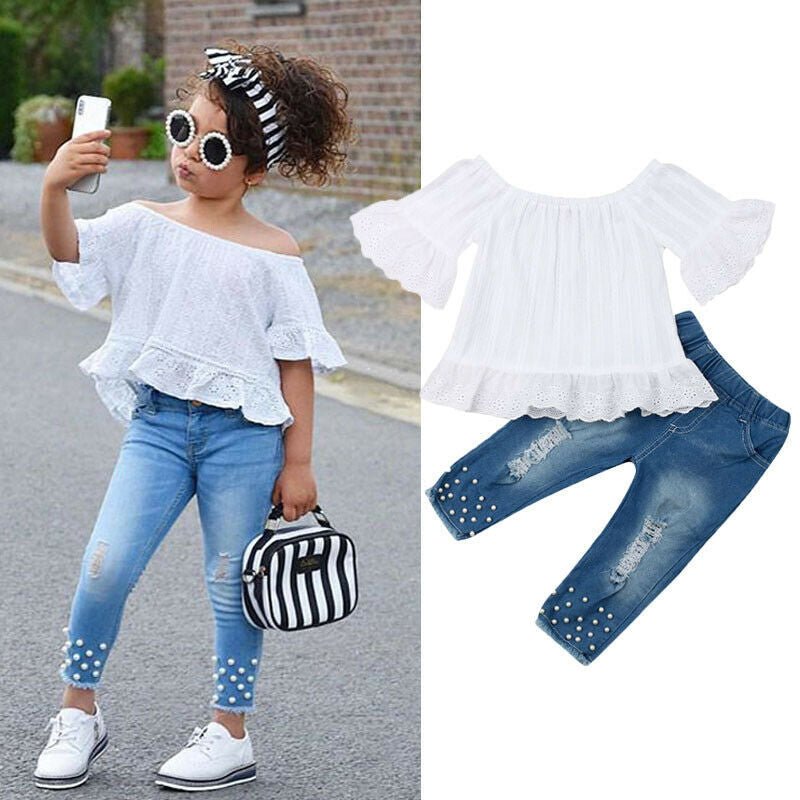 Top and pearl jeans - Adorable Attire